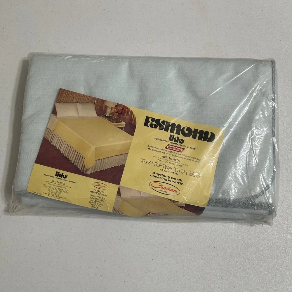 Esmond Lido Chatham Fiberwoven Summer Sheet Blanket Anti-Static Blue New 70x84